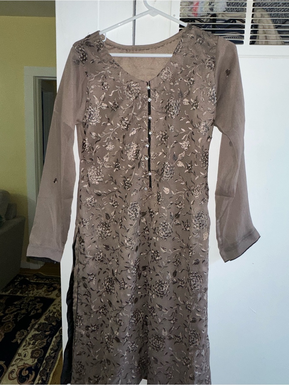 Pakistani Taupe Embroidered dress